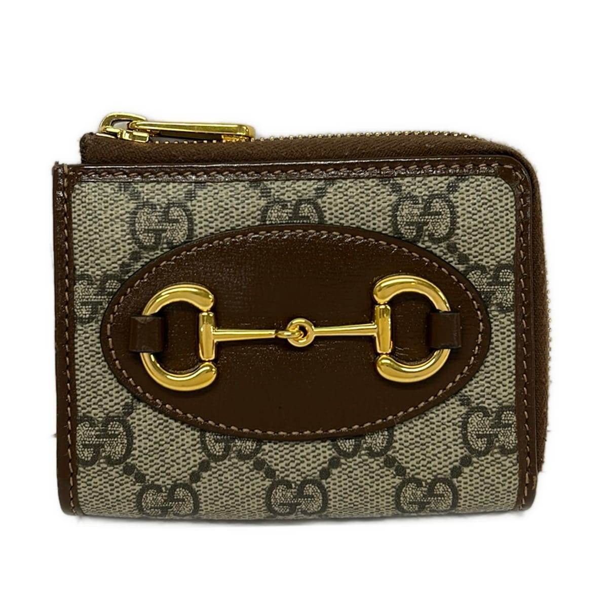 Gucci Horsebit 1955 Coin Case 644459 Dark Brown White Dark Gray Pvc Leather